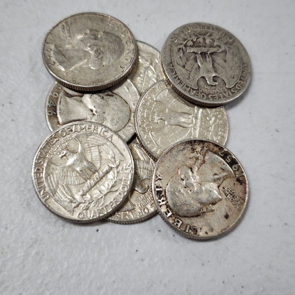 Eight Assorted United States 90% Silver Quarters ~ $2.00 Face Value