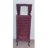 Image 2 : Tall Cherry Wood Ladies Jewelry Box With Many Shelves, Both side Necklace Doors & Folding Mirror Top