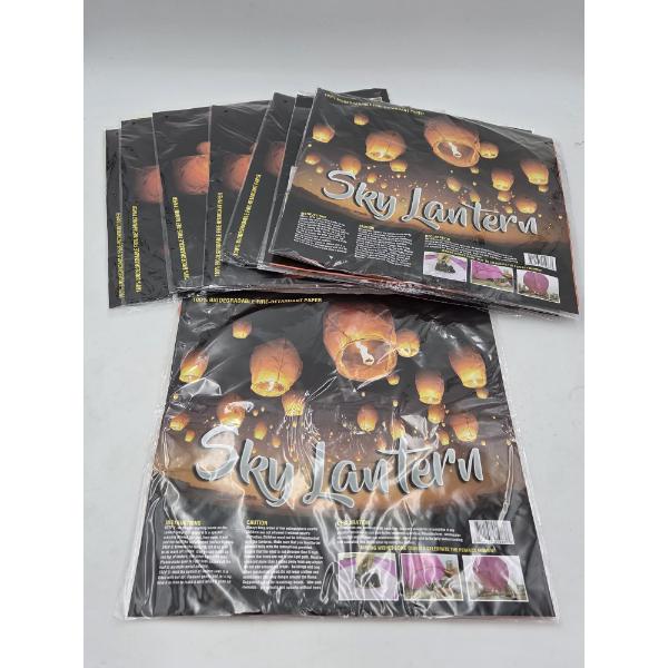 Brand New Group Of Six Chinese Sky Lanterns - 3 Red 3 Orange & 3 Yellow