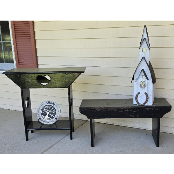 Outdoor Bench Table and Decor