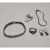 Image 1 : Collection Of Sterling Silver Jewelry (Including Scrap Piece) - Weight: 19.5g 