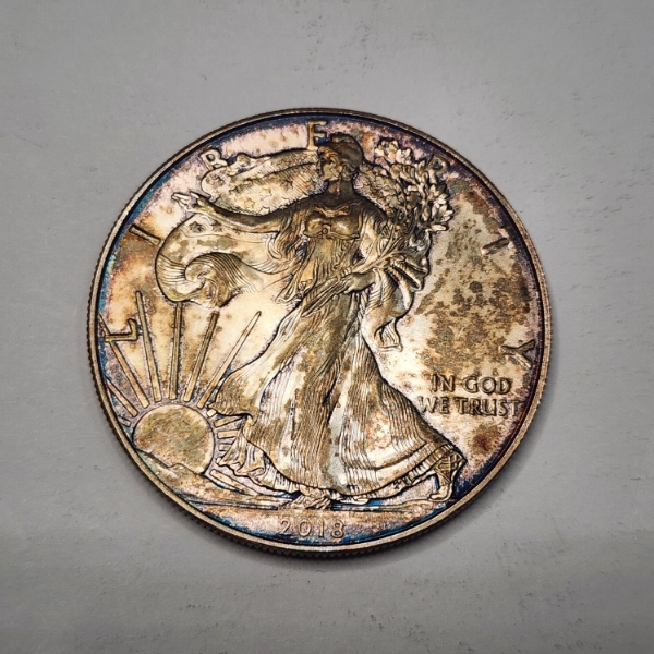 Toned 2018 American Silver Eagle - 1 oz .999 Fine Silver $1 Coin