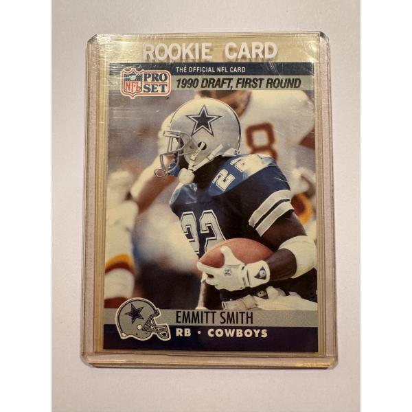 1990 Pro Set Emmitt Smith ROOKIE Football Card In Protective Holder - Mint Condition