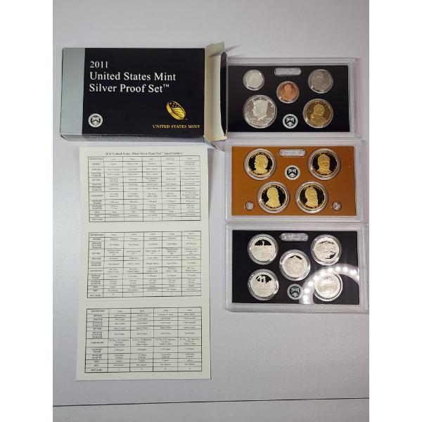 2011 United States Mint Silver Proof Set: 90% Silver Quarters, Half Dollar, Dime