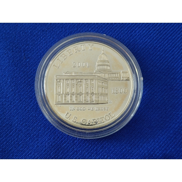 United States Liberty Capitol Visitor Center 1800-2001 90% Silver Dollar in Capsule 