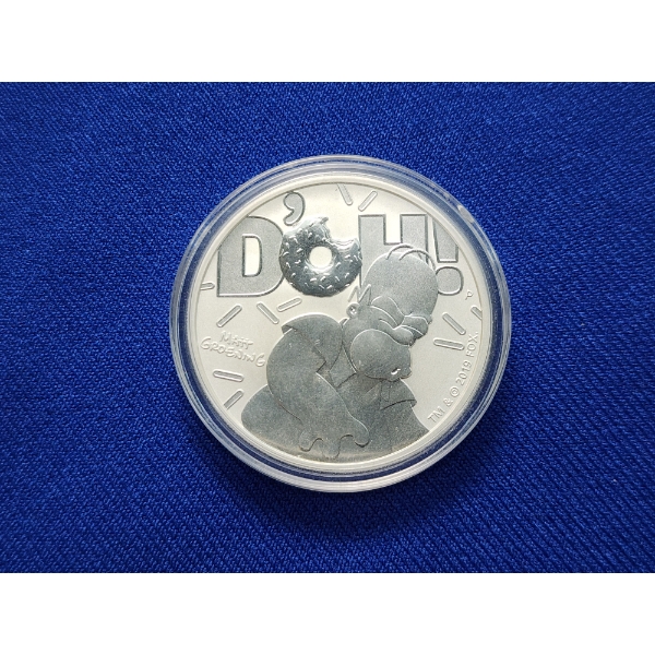 2019 Tuvalu $1 1 oz .9999 Fine Silver Homer Simpson Coin - Mint Condition in Capsule