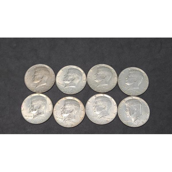 Assorted Years 40% Silver Kennedy Half Dollars - Face Value: $4.00
