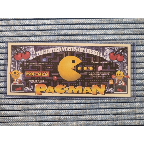 Pac-Man Million Dollar Bill In Mint Condition In Protective Holder