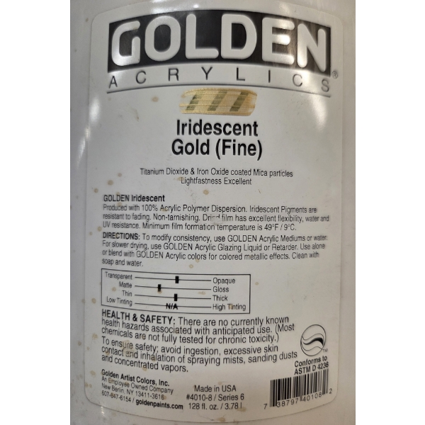  Brand New 128OZ Golden Acrylics Iridescent Gold Paint With Resealable Lid 