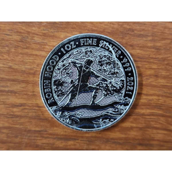 HARDER TO FIND 1 Oz .999 Fine Silver 2021 Robin Hood Queen Elizabeth II Bullion Round