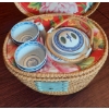 Image 1 : Complete New Old Stock Vintage Japanese  Porcelain Tea Set Including Carryall Basket - Nice Set