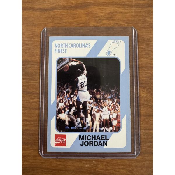 1989 Michael Jordan Coca-Cola College Basketball Card in Protective Holder - Mint
