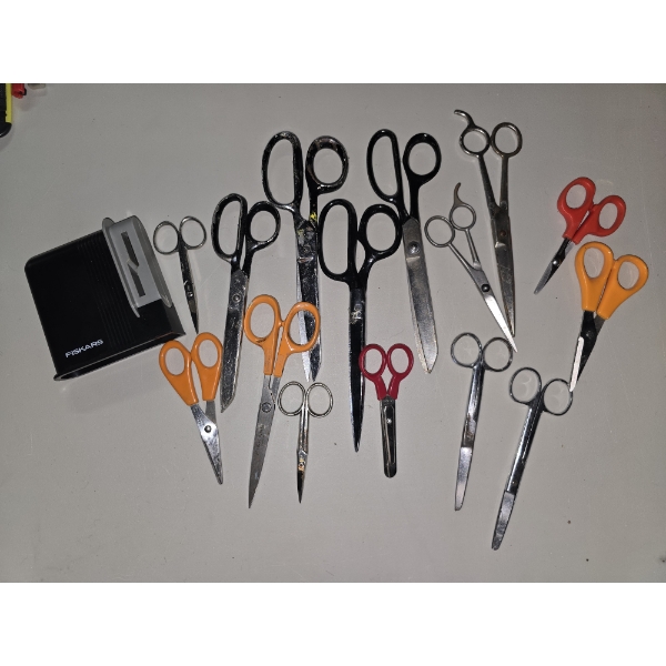 Assorted Scissors and Scissor Sharpener