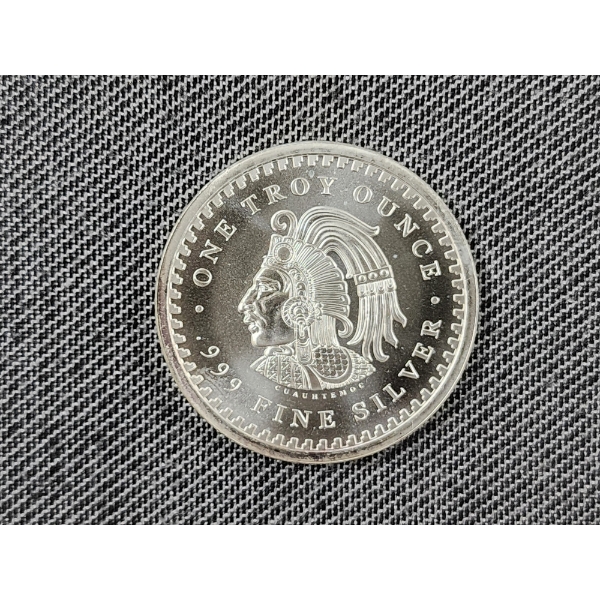 Aztec One Troy Ounce .999 Fine Silver Aztec Calendar Round 