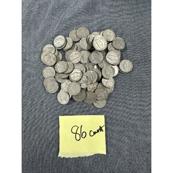 86 Unsearched Jefferson Nickles - $4.30 Face Value