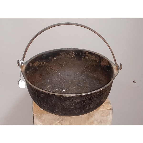 Antique Cast Iron 11 Inch Round w Handle Fireplace Pot - 5" Height  - No Issues