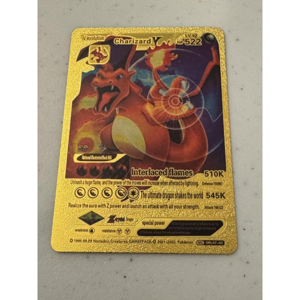 Rare Pokemon Charizard 24K Gold Foil Trading Card - Mint Condition