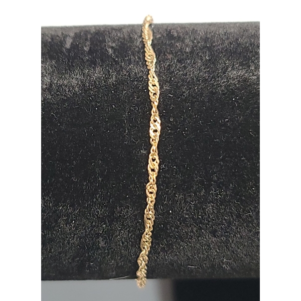 10K Yellow Gold Twisted Rope 7" Bracelet - Weight: 1.3g