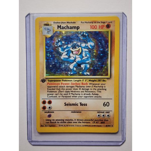 1ST EDITION Machamp 8/102  Holo Rare Vintage Pokemon Trading Card