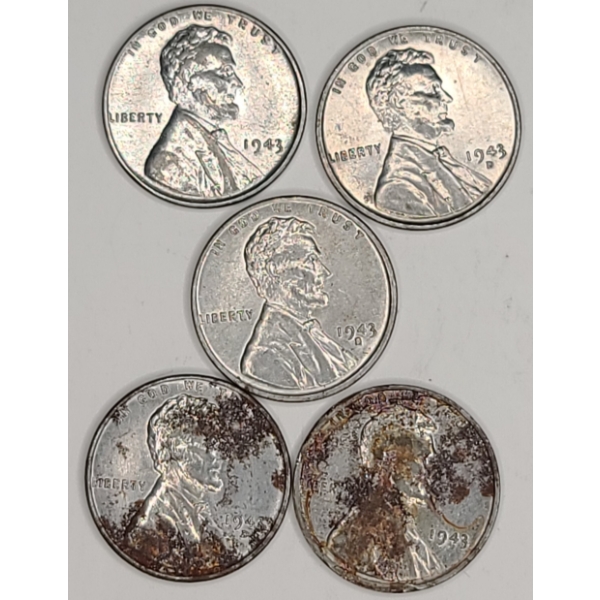 1943 & 1943-D Lincoln Steel Cents - Face Value: $0.05