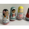 Image 3 : Vintage wooden folk art nesting dolls - Different Cultures - Tiny 1.5 inches