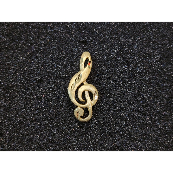 14K Yellow Gold Treble Clef Music Pendant TW: 0.8g