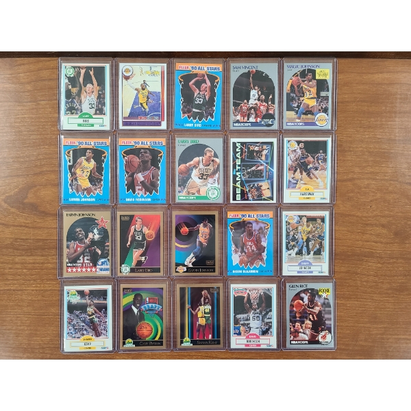 Lot of 20 Assorted 1990, 1993 & 2021-22 Basketball Trading Cards Ft. Bird, Johnson & James - NM