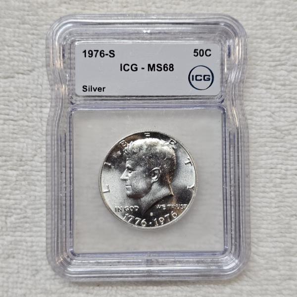 1976-S 40% Silver Bicentennial Kennedy Half Dollar - ICG MS68