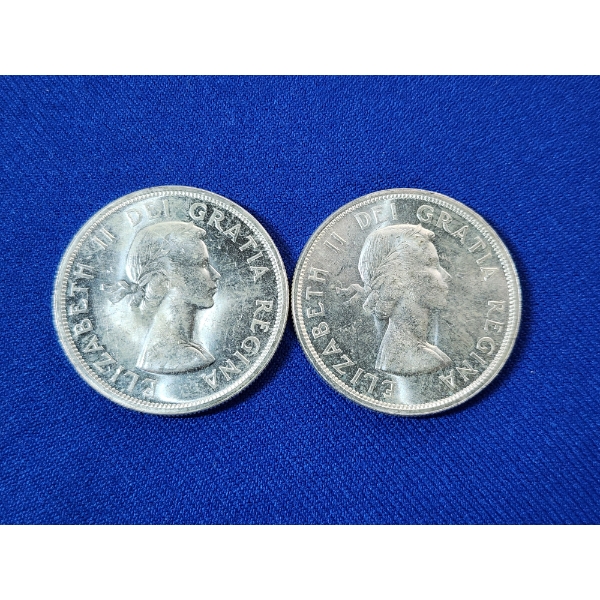 1961 & 1962 Canadian Voyager 80% Silver Dollars 