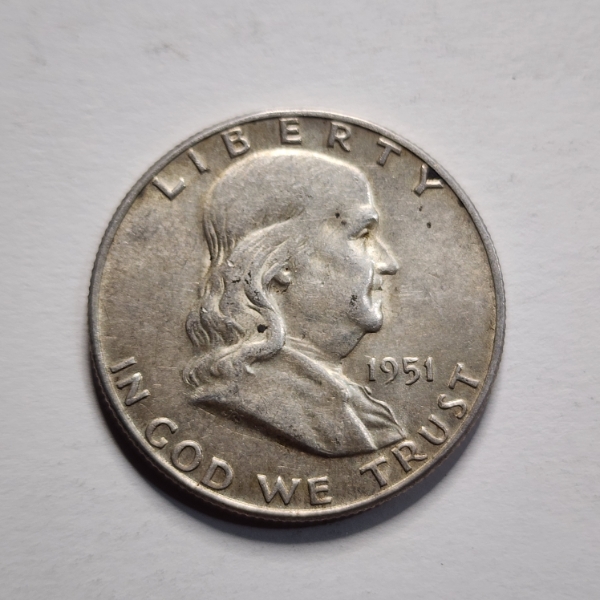 1951 Benjamin Franklin 90% Silver United States Half Dollar ~ Minted at Philadelphia Mint!