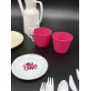 Image 5 : Plastic Toy Kitchenware Set with Plates - Saucers - Teapot - Silverware - One Cup Missing Handle