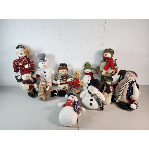Lot of Decorative Plush Snowman Collectibles 