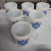 Image 1 : Vintage - 6 Army Navy Milk Glass Footed Mugs