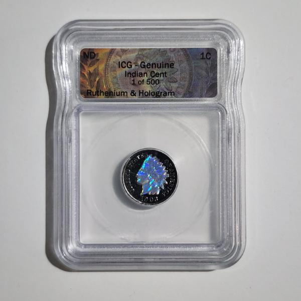 1 OF ONLY 500 ~ ICG Genuine Ruthenium & Hologram United States 1903 Indian Head Cent