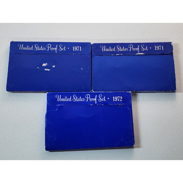 x3 United States Mint Proof Sets: 1971, 1971, 1972 in Original Packaging