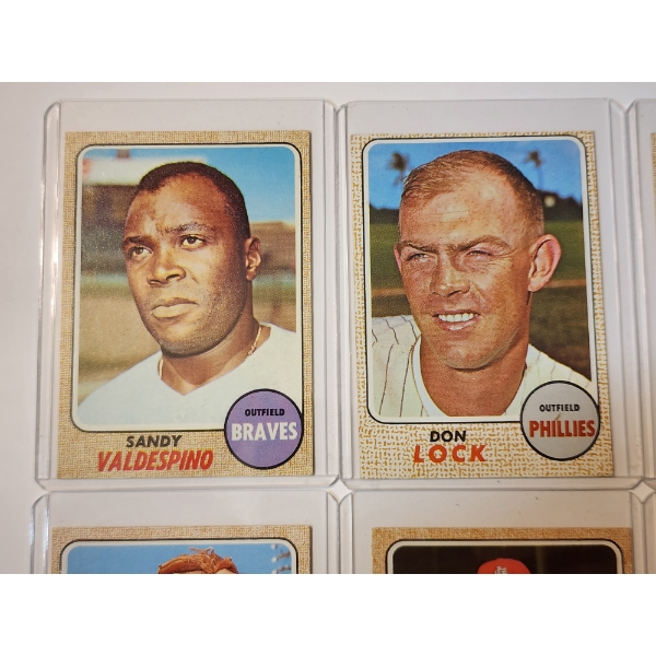 x10 Assorted 1968 Topps Baseball Trading Cards - Excellent Condition in Card Holders
