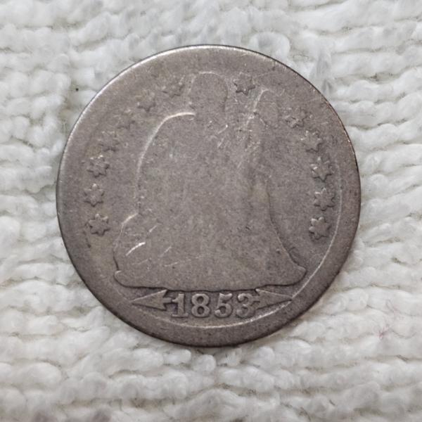 1853 Seated Liberty 90% Silver Dime FV: $.10