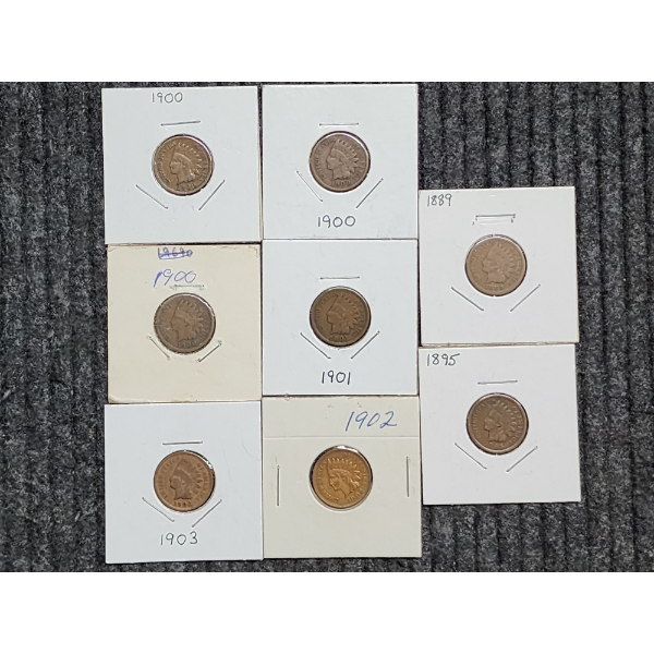 Eight Assorted Indian Head Pennies Ranging in Dates Dating Back to 1889~ Various Conditions!