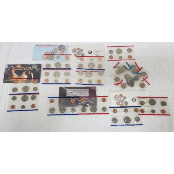 Lot of Assorted U.S. Uncirculated Coins & Coin Sets: 1992, 1996, 1995, 1994, 1992, 