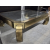 Image 1 : Excellent Condition Vintage Asian Inspired Glass And Brass Look 50''x40''x15.5 Large Cocktail Table