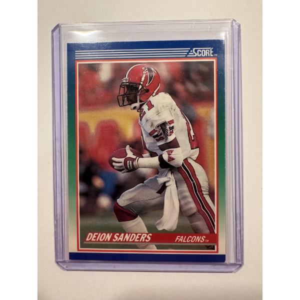 1990 Score DEION SANDERS ROOKIE Football Card In Protective Holder - Mint Condition - High Grade