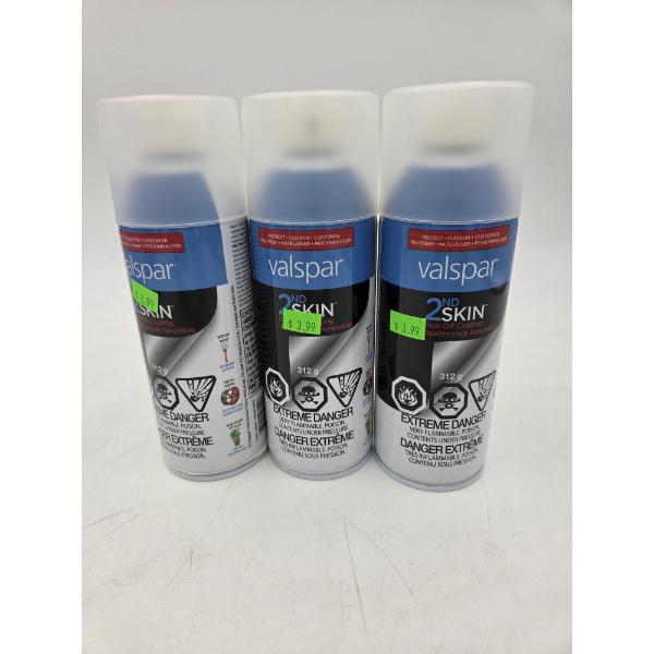 Three 11oz Valspar 2nd Skin Clear Peel Off Coating Spray Cans
