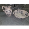 Image 1 : Antique Pitcher & Bowl Beautiful Pale Pink With Blue Flowers