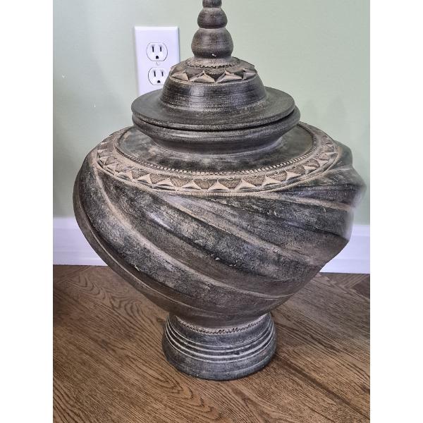 PICKUP IN NORTHFIELD - Gorgeous Pottery Floor Vase With Lid 19" x 15" As Shown - See Pics