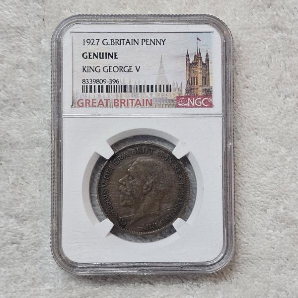 NGC Genuine 1927 Great Britain Penny King George V One Penny