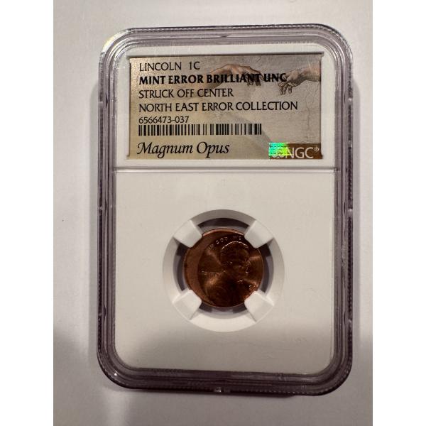 Lincoln Cent Brilliant Uncirculated STUCK OFF CENTER - Graded By NGC - Incredible Coin