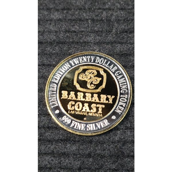 Limited Edition Barbary Coast Las Vegas $20. 999 Silver Casino Token