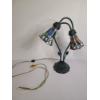 Image 1 : Gorgeous Stained Glass Portable Lamp With Floral Bottom - Working Condition
