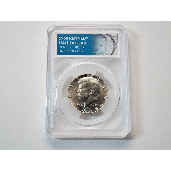 1968-D Kennedy Half Dollar 40% Silver Uncirculated Coin in Slab