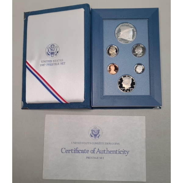 1987 United States Prestige Coin Set Featuring 90% Silver Bicentennial Silver Proof Dollar 